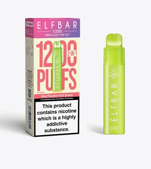 bulk wholesale 2 in 1 Elfbar 1200 Puffs Prefilled Pod Kit Box of 5 - Passion Fruit Guava