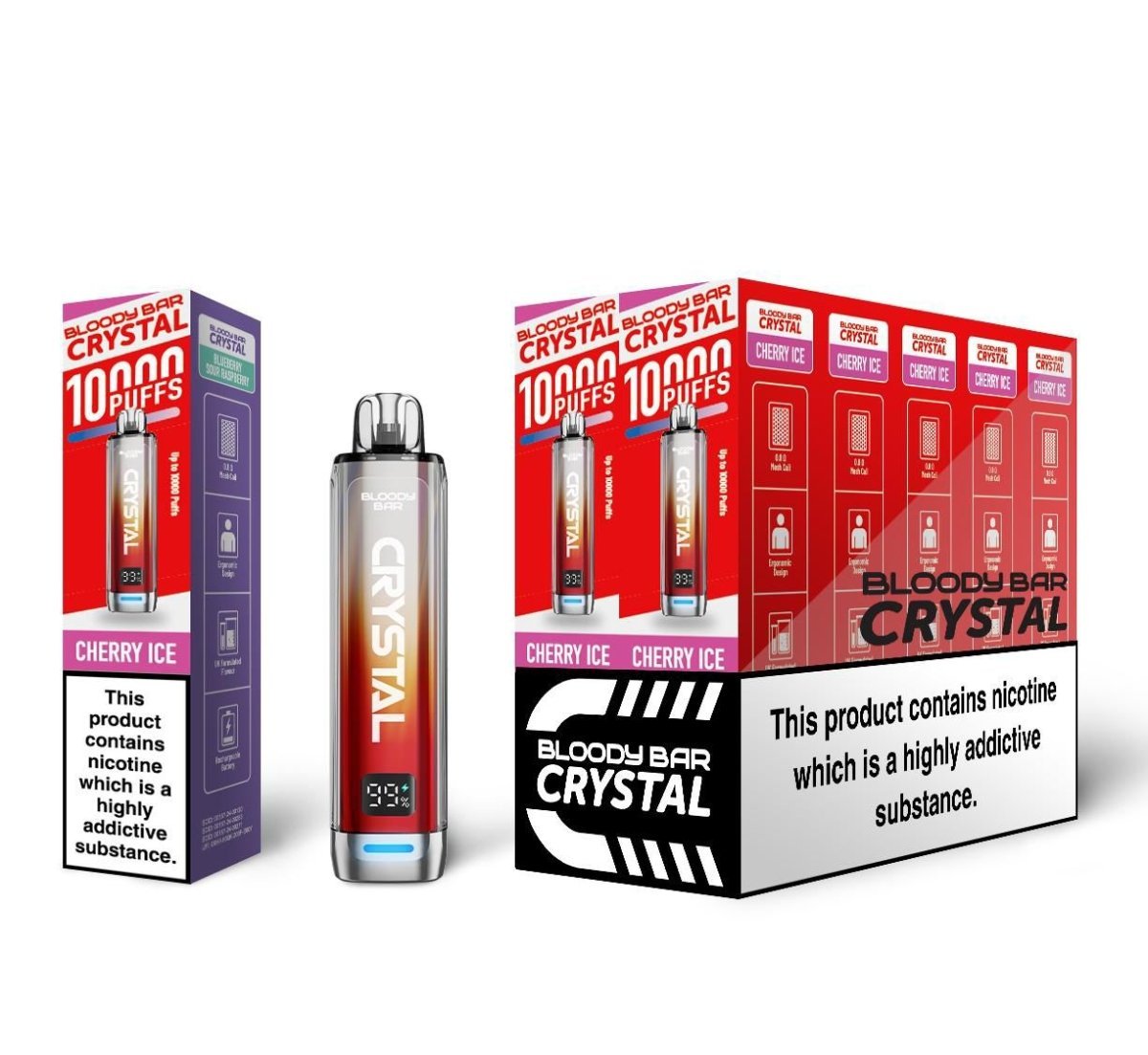 bulk wholesale Bloody Bar Crystal 10k Vape Kit Pack of 5 - Cherry Ice
