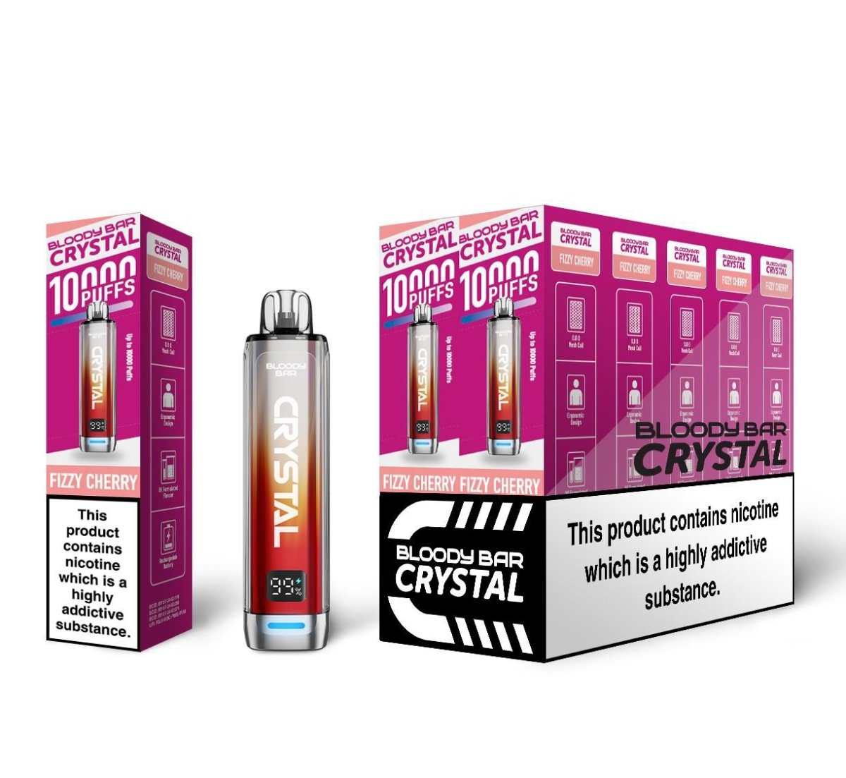 bulk wholesale Bloody Bar Crystal 10k Vape Kit Pack of 5 - Fizzy Cherry