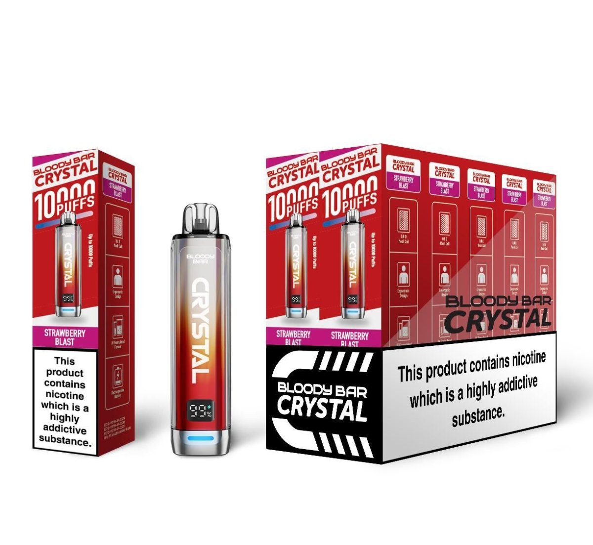 bulk wholesale Bloody Bar Crystal 10k Vape Kit Pack of 5 - Strawberry Blast