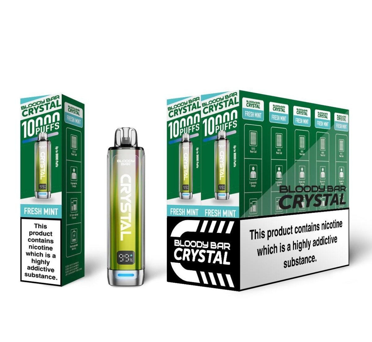 bulk wholesale Bloody Bar Crystal 10k Vape Kit Pack of 5 - Fresh Mint