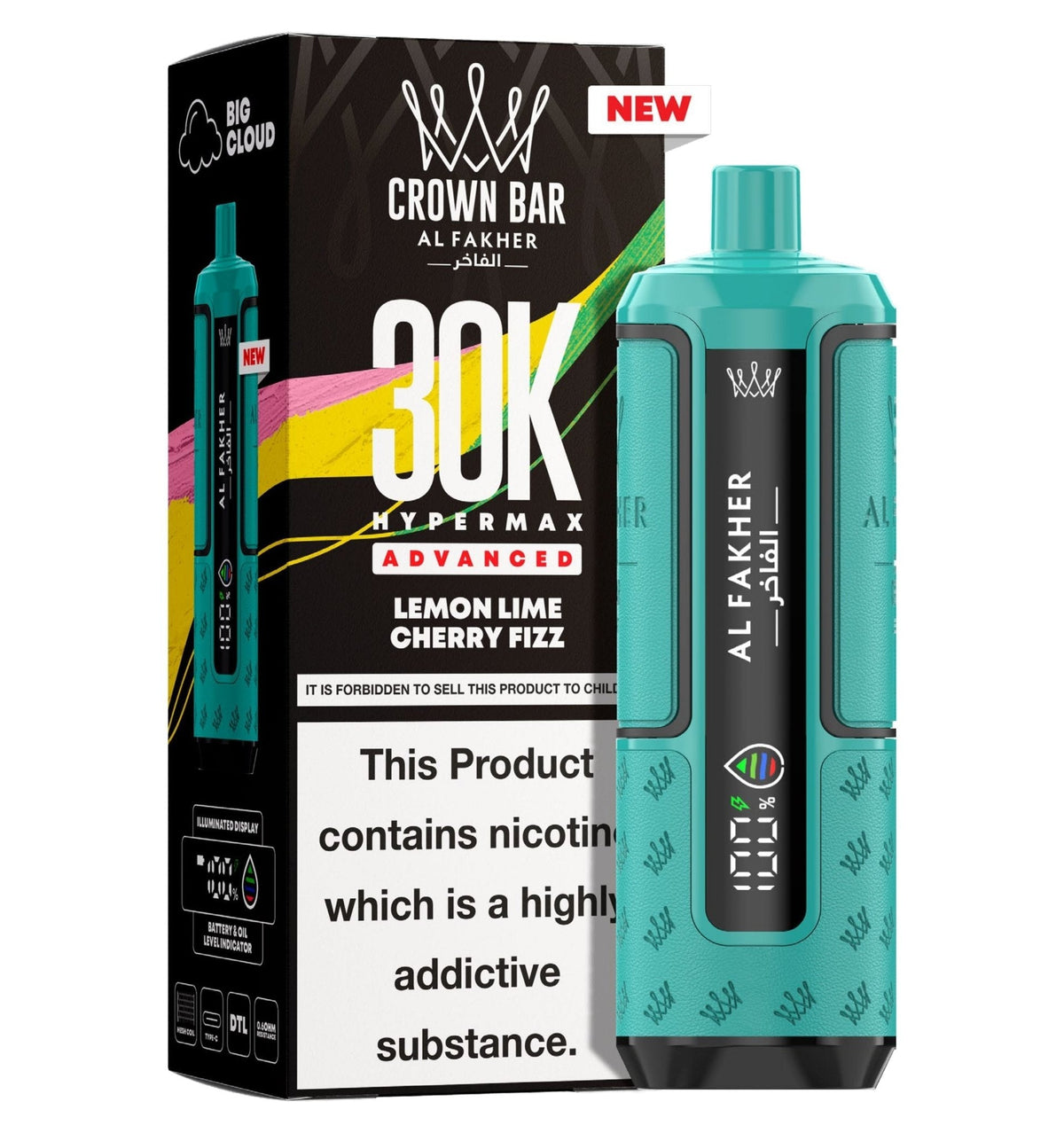 bulk wholesale Al Fakher 30k Hypermax Vape Kit Pack of 5 - Lemon Lime Cherry Fizz