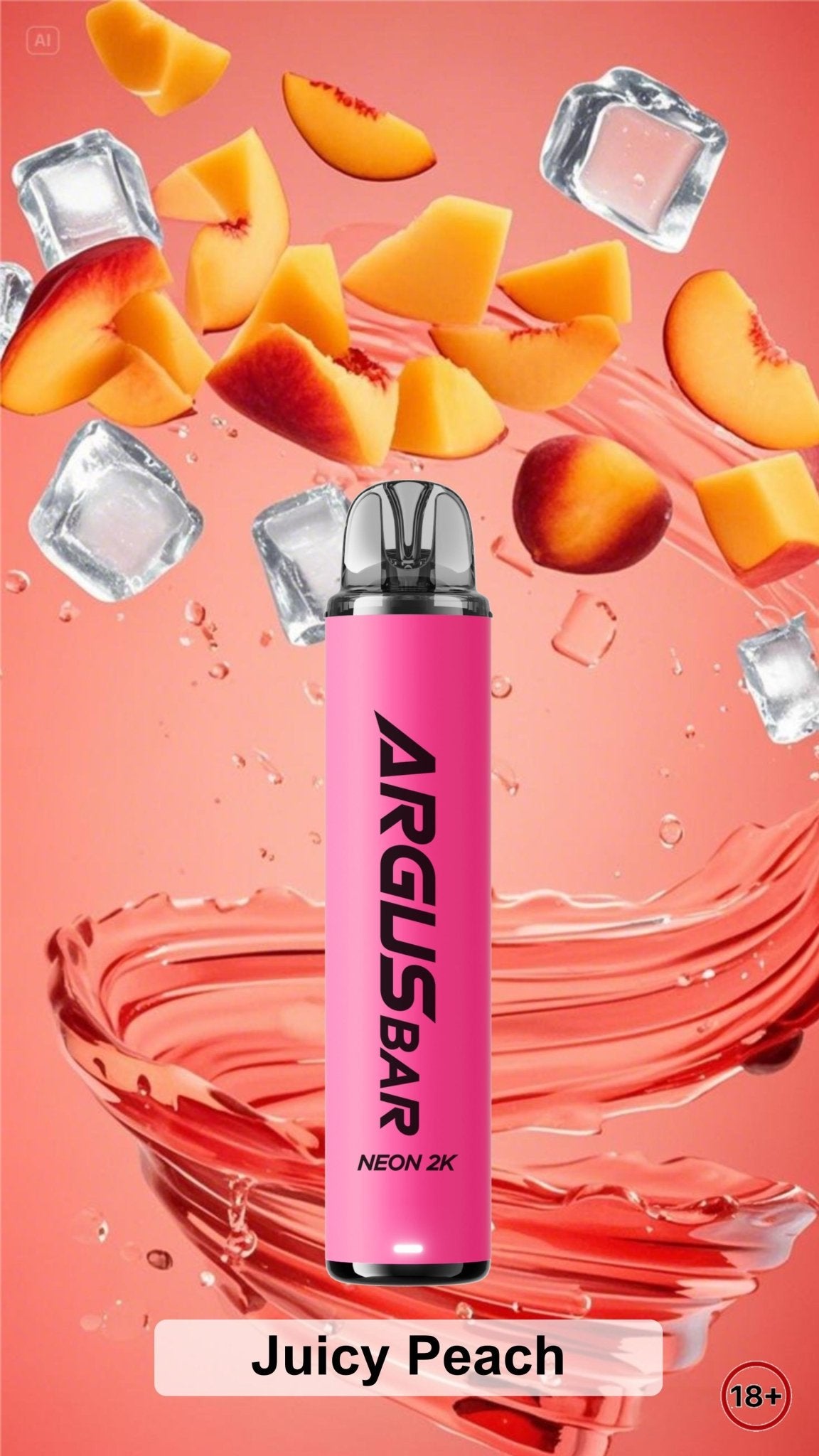 bulk wholesale Argus Bar Neon 2000 Prefilled Pod Kit Box of 10 - Juicy Peach