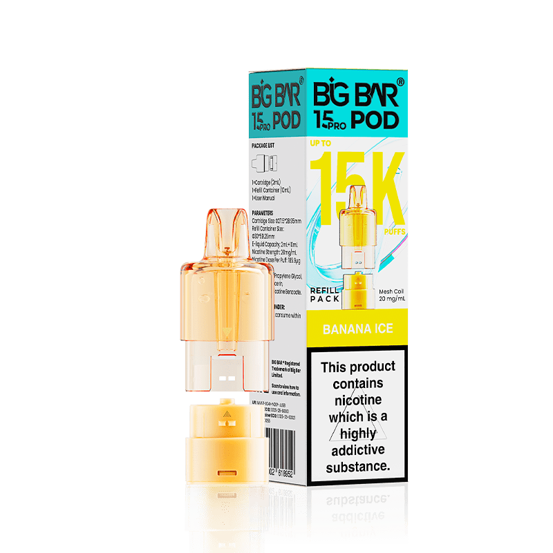 bulk wholesale Big Bar 15000 Pro Prefilled Refill Pods Pack of 5 - Banana Ice