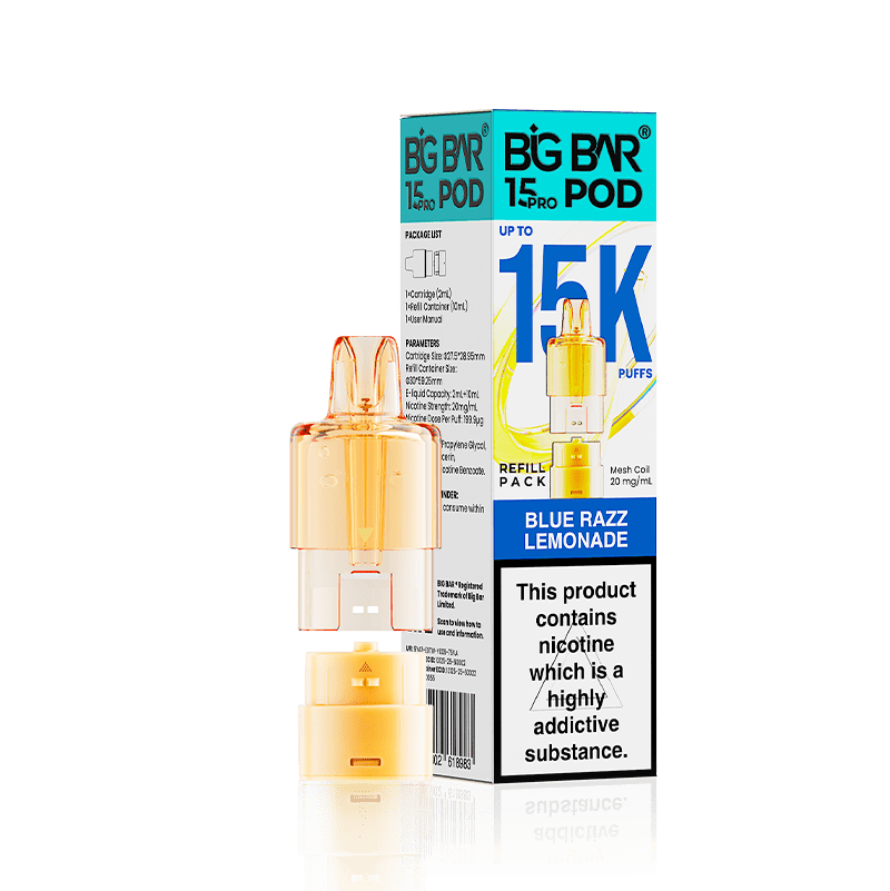 bulk wholesale Big Bar 15000 Pro Prefilled Refill Pods Pack of 5 - Blue Razz Lemonade