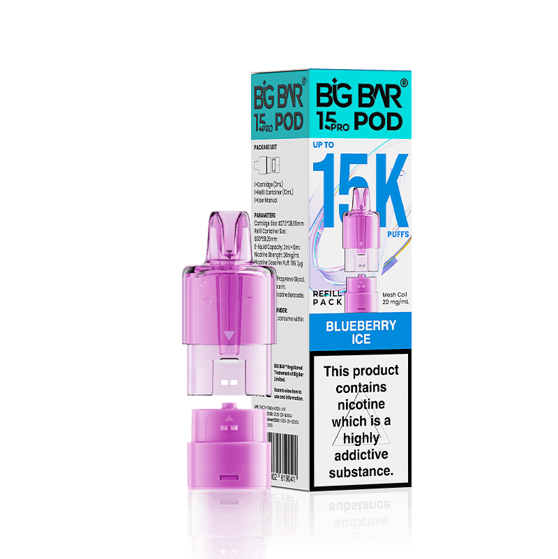 bulk wholesale Big Bar 15000 Pro Prefilled Refill Pods Pack of 5 - Blueberry Ice