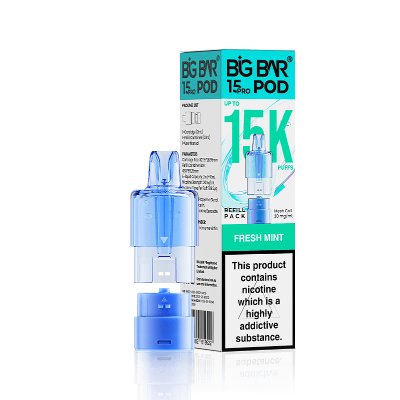 bulk wholesale Big Bar 15000 Pro Prefilled Refill Pods Pack of 5 - Fresh Mint