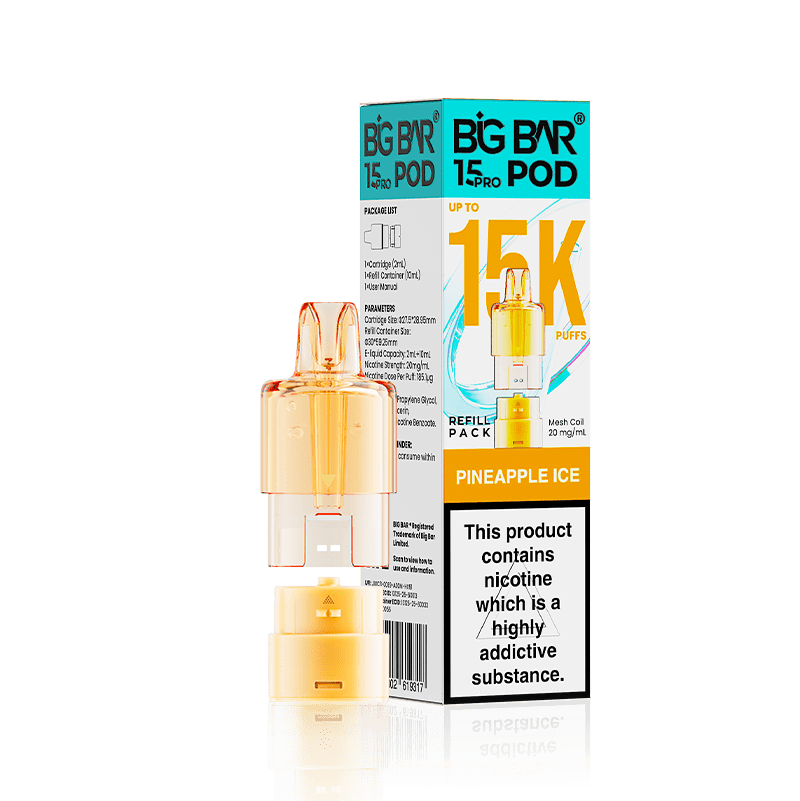 bulk wholesale Big Bar 15000 Pro Prefilled Refill Pods Pack of 5 - Pineapple Ice