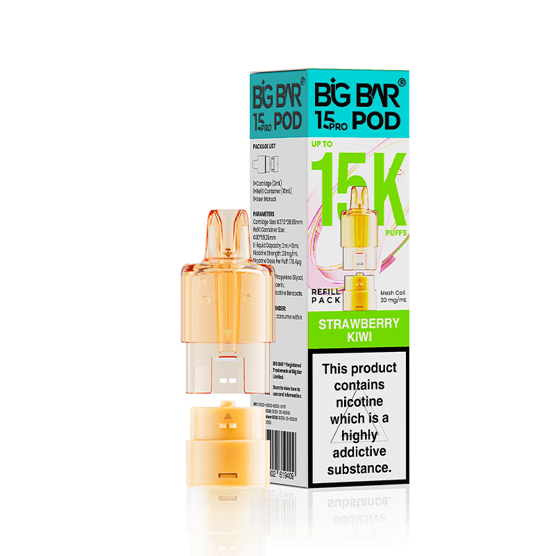 bulk wholesale Big Bar 15000 Pro Prefilled Refill Pods Pack of 5 - Strawberry Kiwi