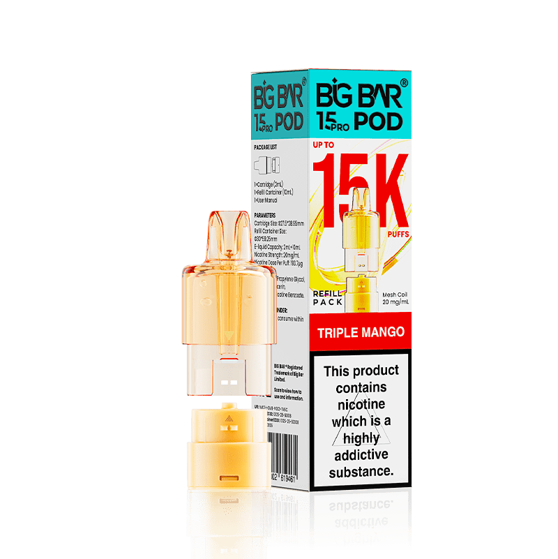 bulk wholesale Big Bar 15000 Pro Prefilled Refill Pods Pack of 5 - Triple Mango