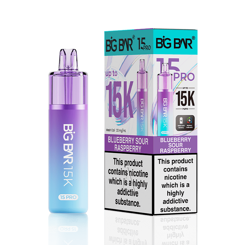 bulk wholesale Big Bar 15000 Pro Vape Kit Box of 5 - Blueberry Sour Raspberry