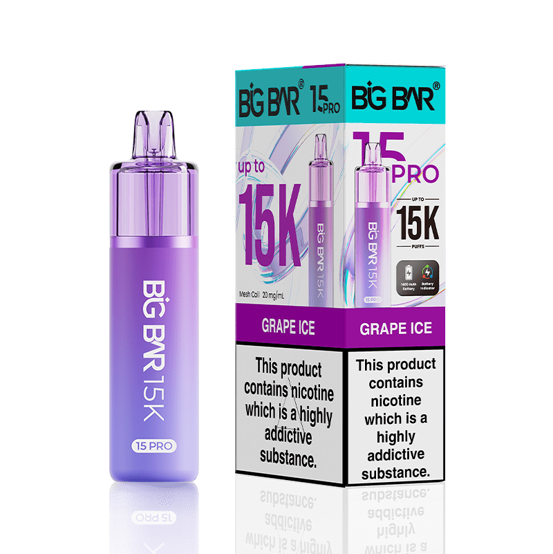 bulk wholesale Big Bar 15000 Pro Vape Kit Box of 5 - Grape Ice