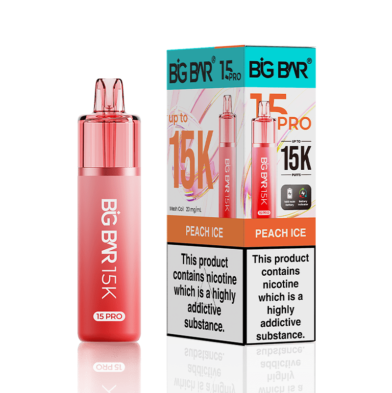 bulk wholesale Big Bar 15000 Pro Vape Kit Box of 5 - Peach Ice