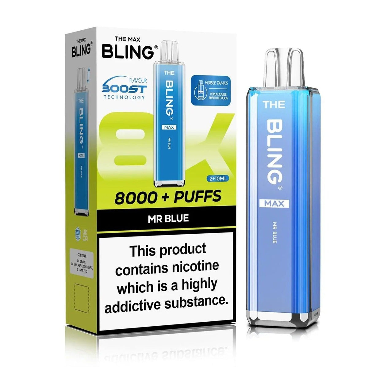 bulk wholesale Crystal Bling Max 8000 Prefilled Pod Kit Box of 5 - Mr Blue