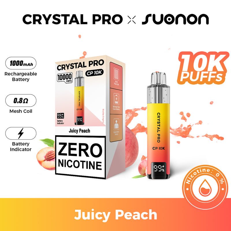 bulk wholesale Crystal Pro CP10K Prefilled Pod Vape 0MG Box of 5 - Juicy Peach