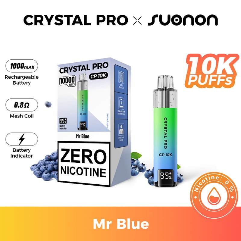 bulk wholesale Crystal Pro CP10K Prefilled Pod Vape 0MG Box of 5 - Mr Blue