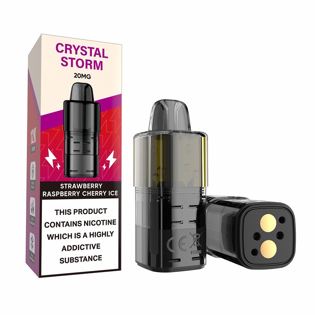 bulk wholesale Crystal Storm Bar 12k Prefilled Refill Pods Pack of 5 - Strawberry Raspberry Cherry Ice