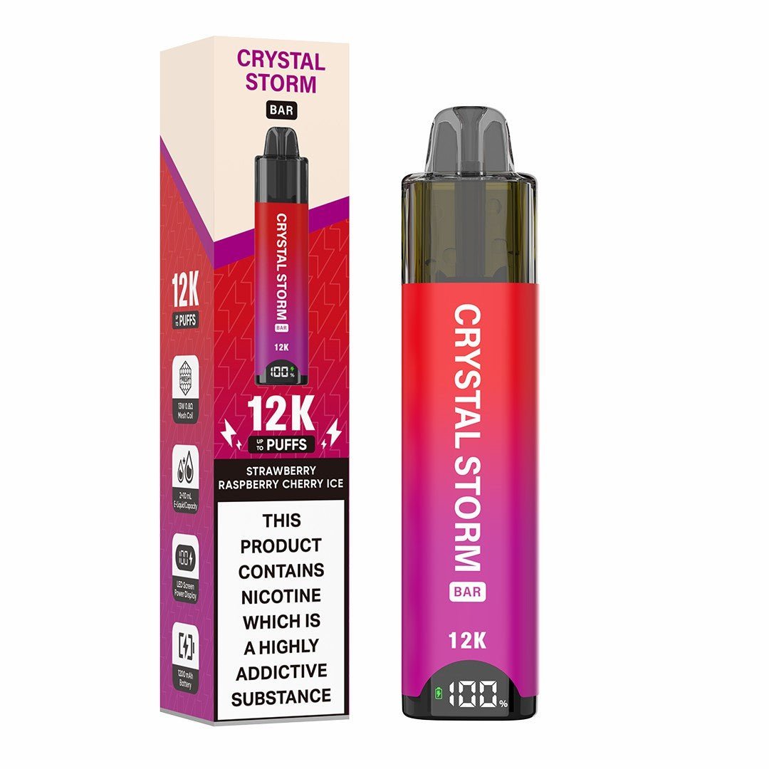 bulk wholesale Crystal Storm Bar 12k Vape Kit Box of 5 - Strawberry Raspberry Cherry Ice