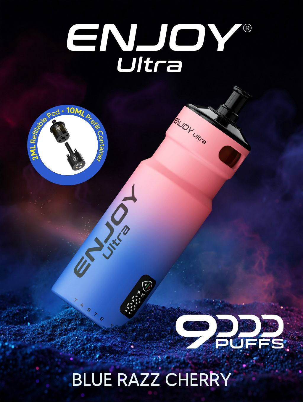 bulk wholesale Enjoy Ultra 9000 Vape Kit Box of 5 - Blue Razz Cherry