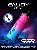 bulk wholesale Enjoy Ultra 9000 Vape Kit Box of 5 - Strawberry Watermelon Bubble Gum