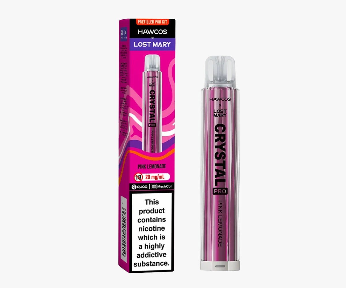bulk wholesale Hawcos x Lost Mary Crystal Pro 600 Prefilled Vape Pack of 10 - Pink Lemonade