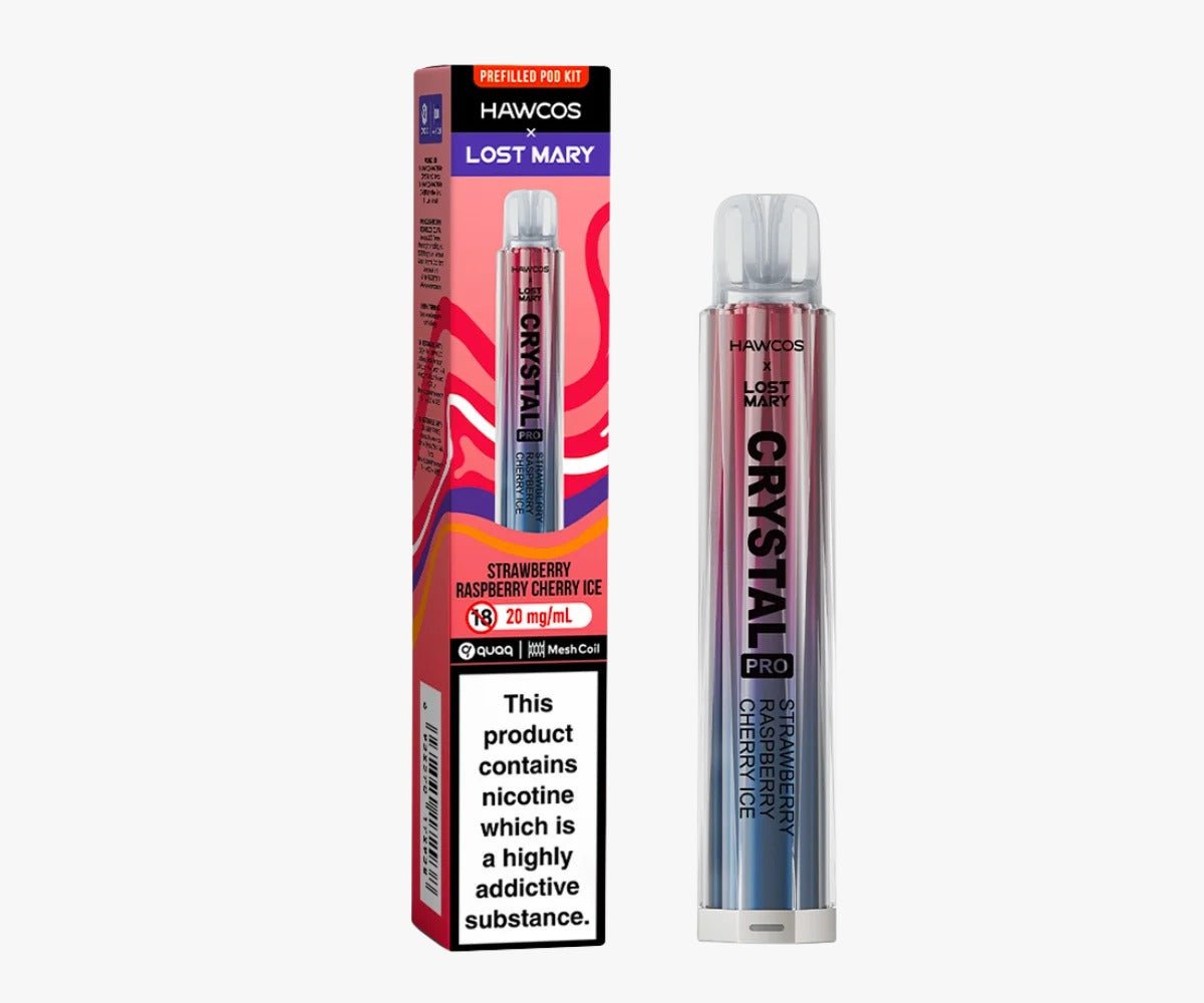 bulk wholesale Hawcos x Lost Mary Crystal Pro 600 Prefilled Vape Pack of 10 - Strawberry Raspberry Cherry Ice