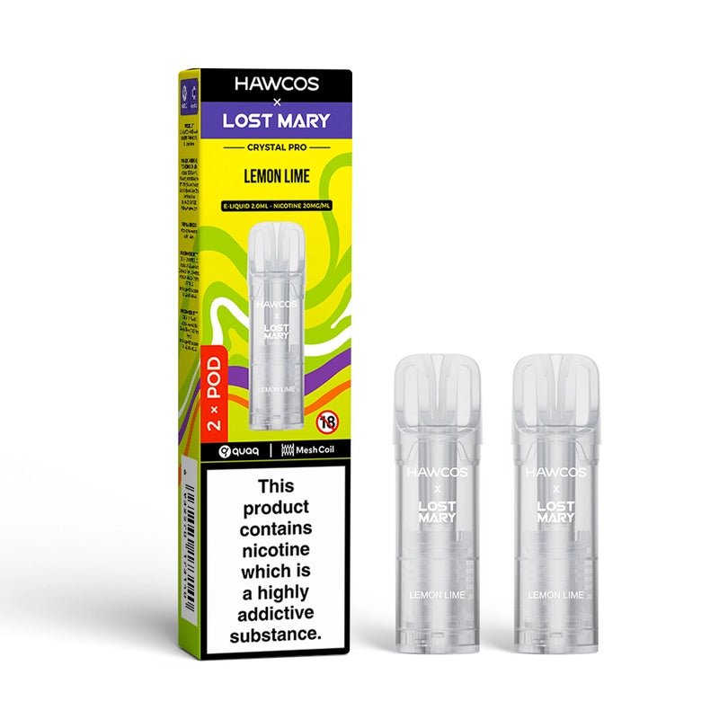 bulk wholesale Hawcos x Lost Mary Crystal Pro 600 Replacement Pods Pack of 10 - Lemon Lime