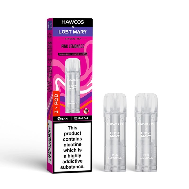 bulk wholesale Hawcos x Lost Mary Crystal Pro 600 Replacement Pods Pack of 10 - Pink Lemonade