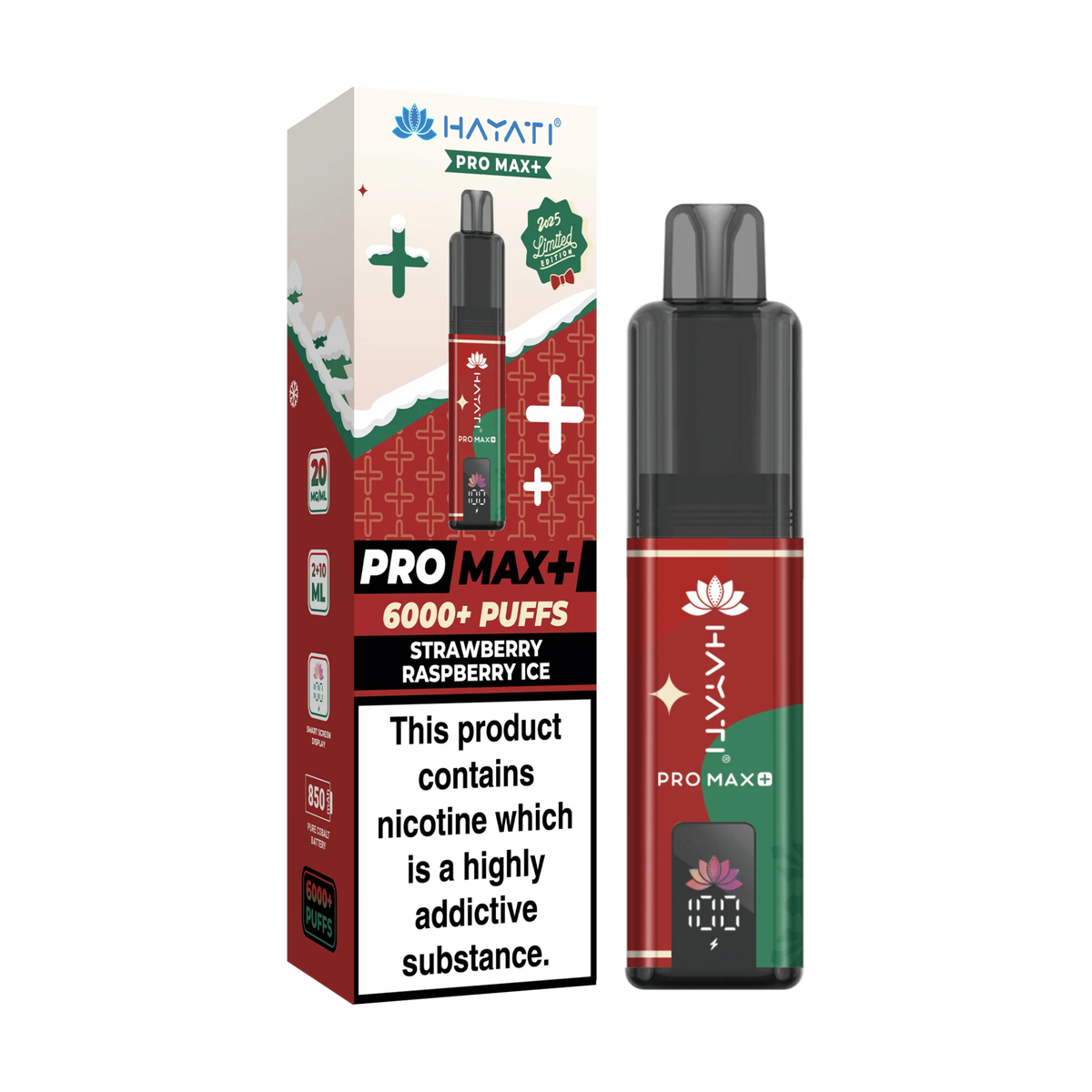 bulk wholesale Hayati Pro Max Plus 6000 Christmas Edition Vape Kit 5 Pack - Strawberry Raspberry Ice