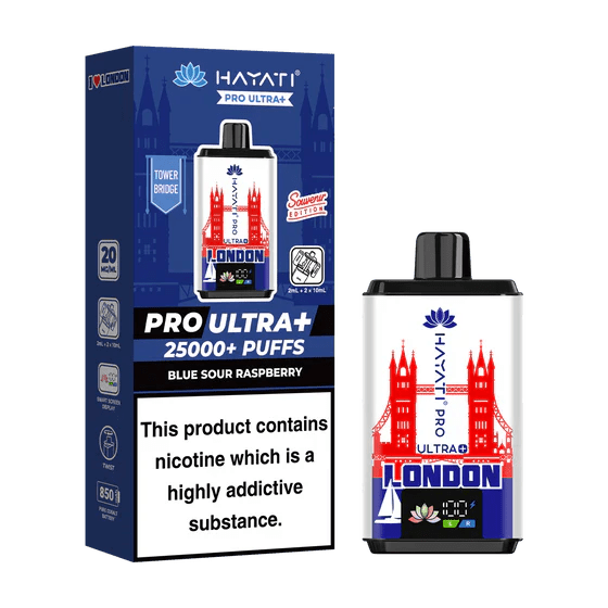 bulk wholesale Hayati Pro Ultra + 25k Souvenir Edition Box of 5 - Blue Sour Raspberry - Tower Bridge