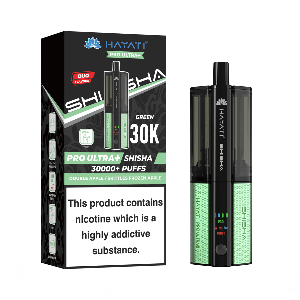 bulk wholesale Hayati Pro Ultra Plus Shisha 30k Vape Kit Box of 5 - Double Apple/Double Apple