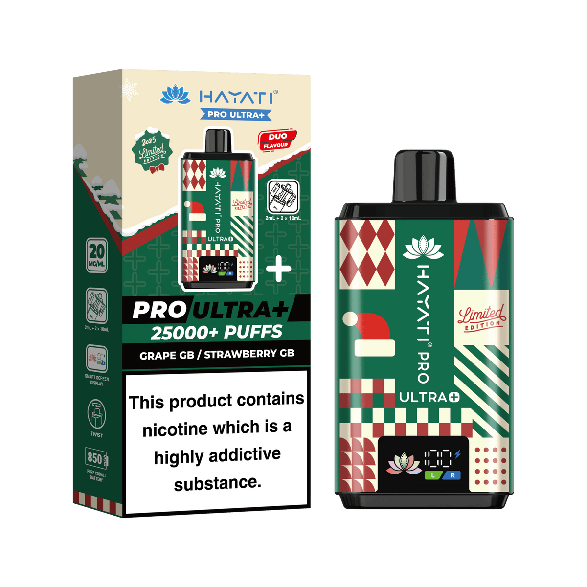 bulk wholesale Hayati Ultra Pro Plus 25k Christmas Edition Vape Kit 5 Pack - Grape GB / Strawberry GB