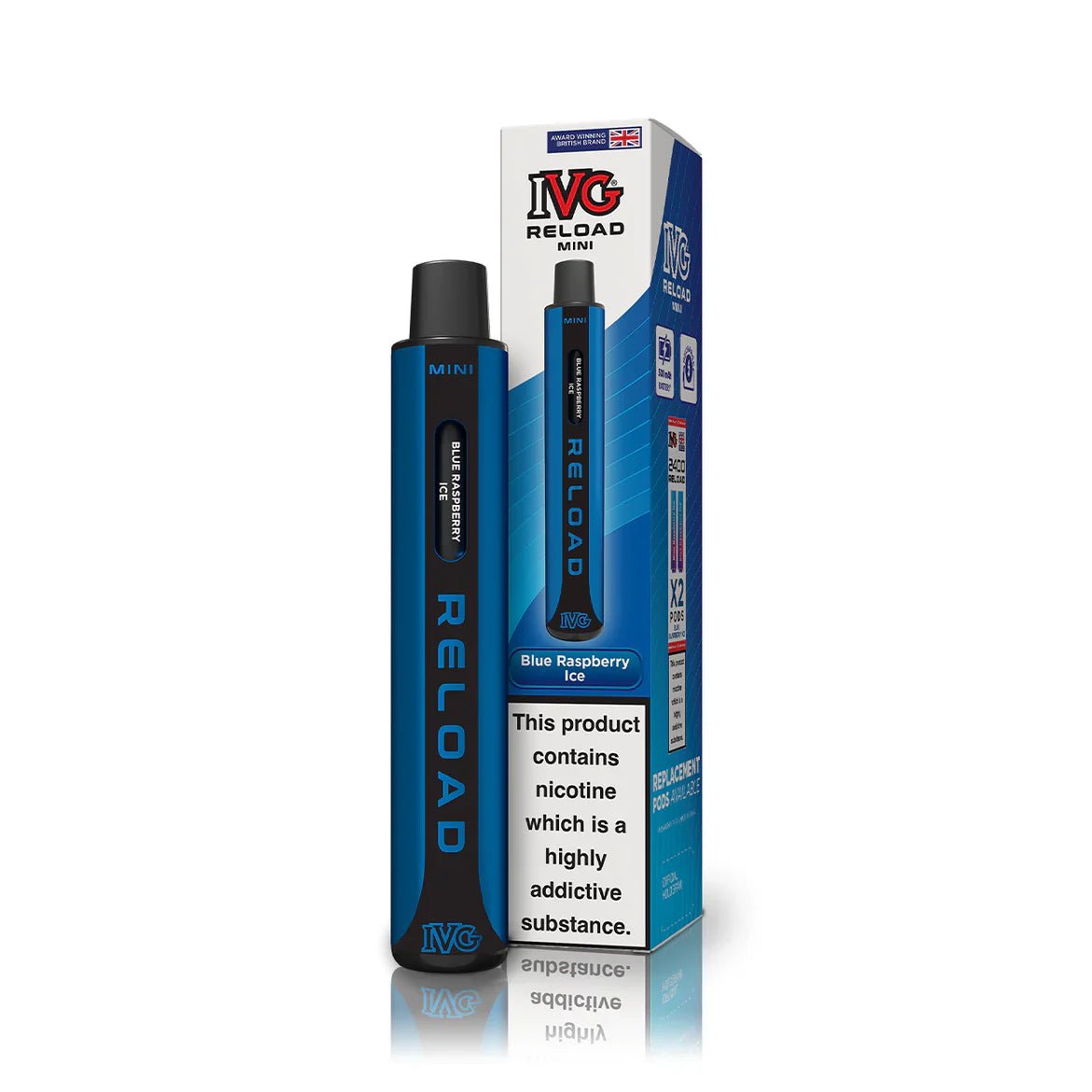 bulk wholesale IVG Reload Mini Pod Vape Kit Box Of 10 - Blue Raspberry Ice