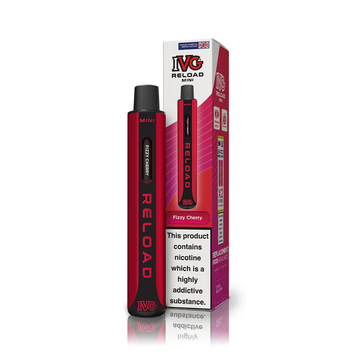 bulk wholesale IVG Reload Mini Pod Vape Kit Box Of 10 - Fizzy Cherry