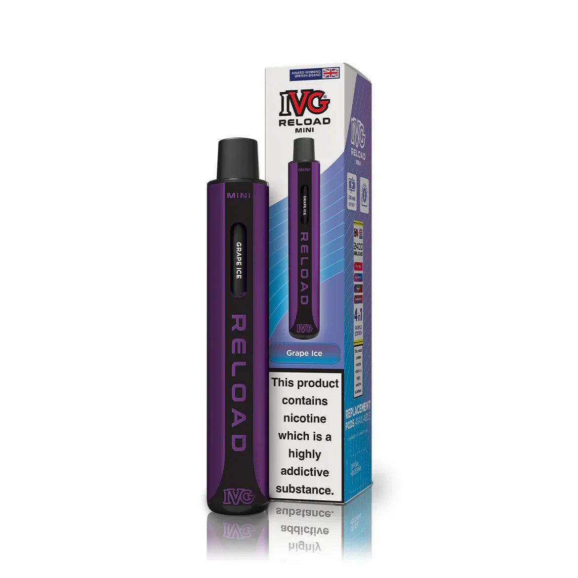 bulk wholesale IVG Reload Mini Pod Vape Kit Box Of 10 - Grape Ice