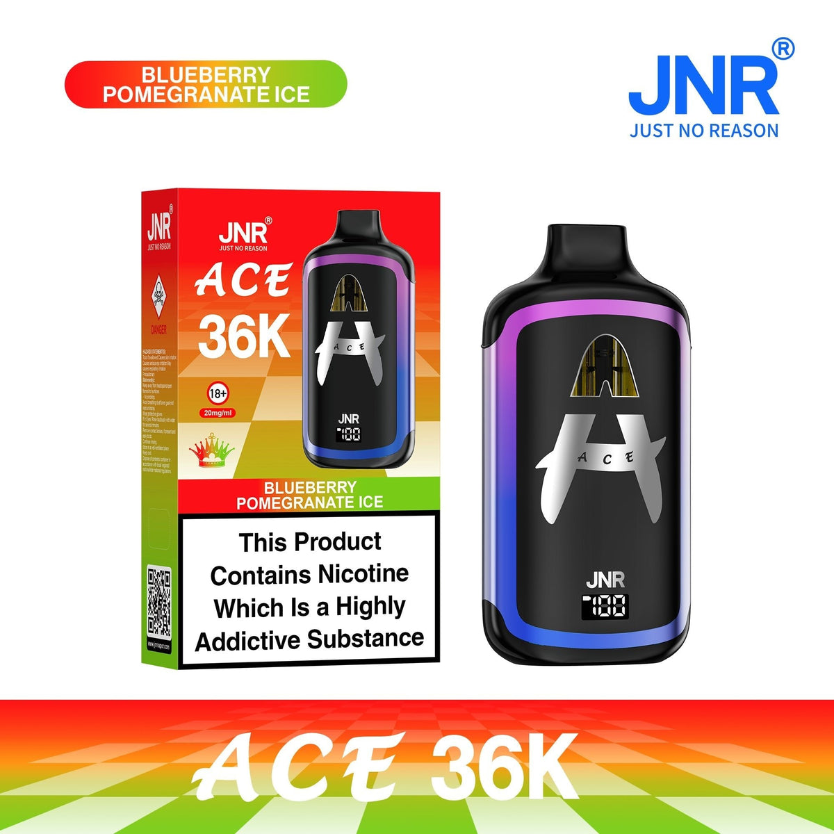 bulk wholesale JNR ACE 36k Prefilled Vape Kit Pack of 5 - Blueberry Pomegranate Ice