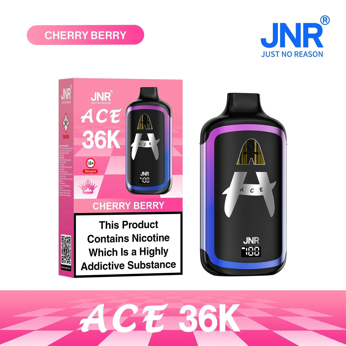 bulk wholesale JNR ACE 36k Prefilled Vape Kit Pack of 5 - Cherry Berry