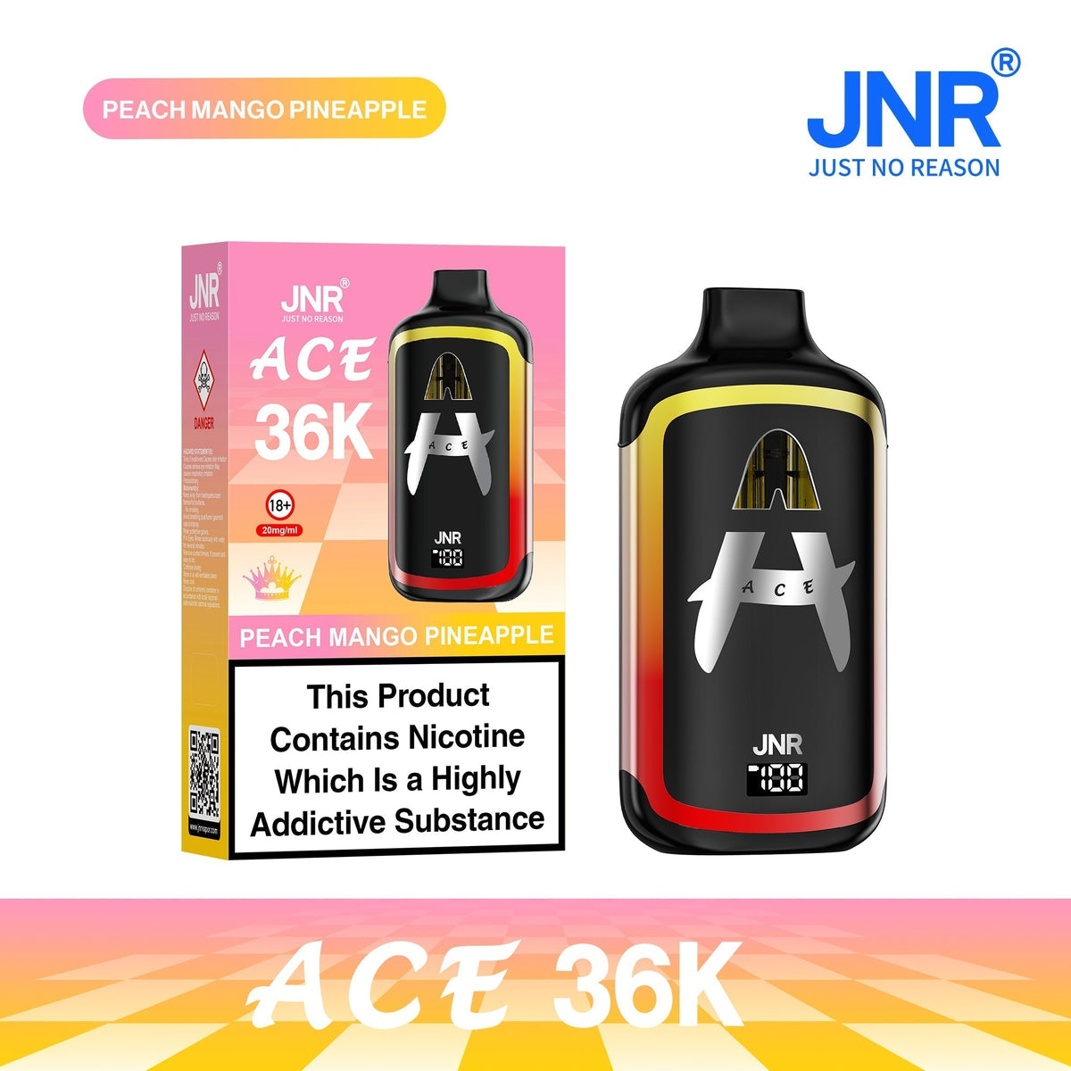 bulk wholesale JNR ACE 36k Prefilled Vape Kit Pack of 5 - Peach Mango Pineapple