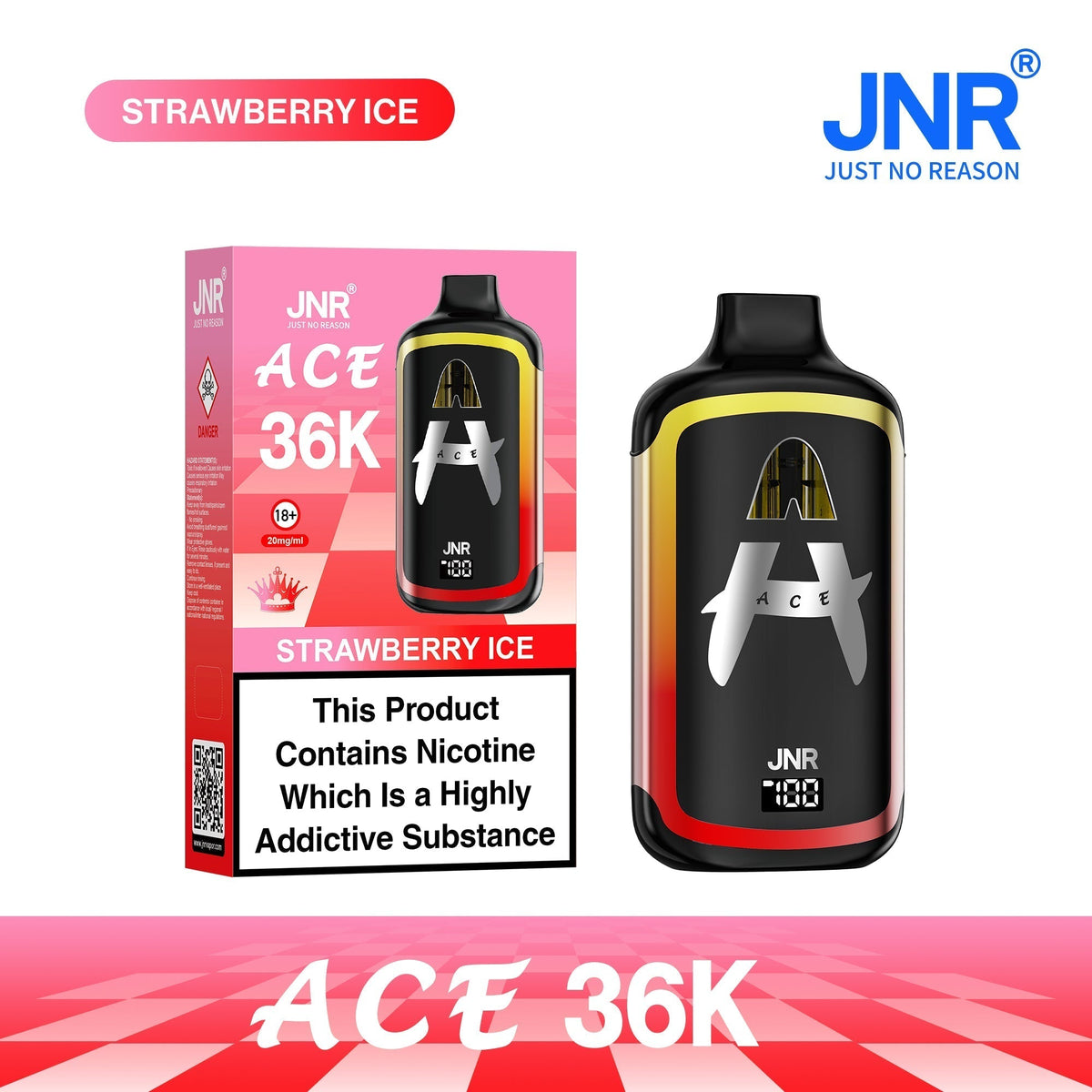 bulk wholesale JNR ACE 36k Prefilled Vape Kit Pack of 5 - Strawberry Ice