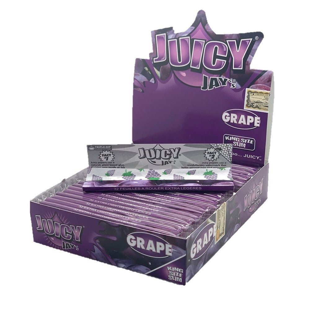 bulk wholesale Juicy Jay's King Size Slim Grape Rolling Papers - 32 Leaves -