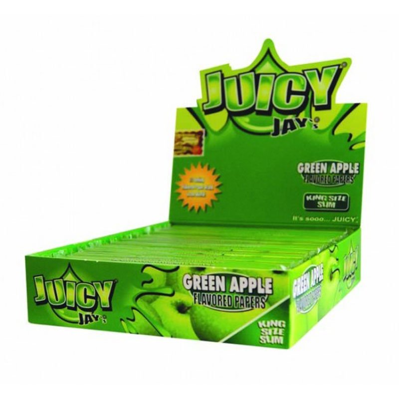 bulk wholesale Juicy Jay's King Size Slim Green Apple Rolling Papers - 32 Leaves -