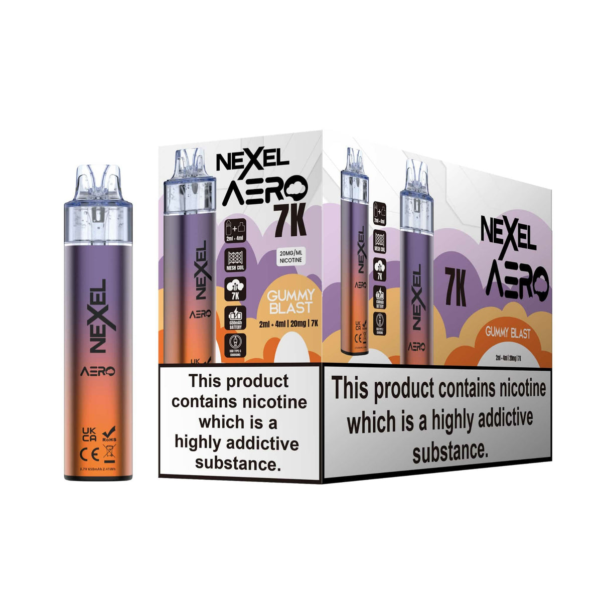 bulk wholesale Nexel Aero 7k Prefilled Pod Vape Kit Pack of 5 - Gummy Blast