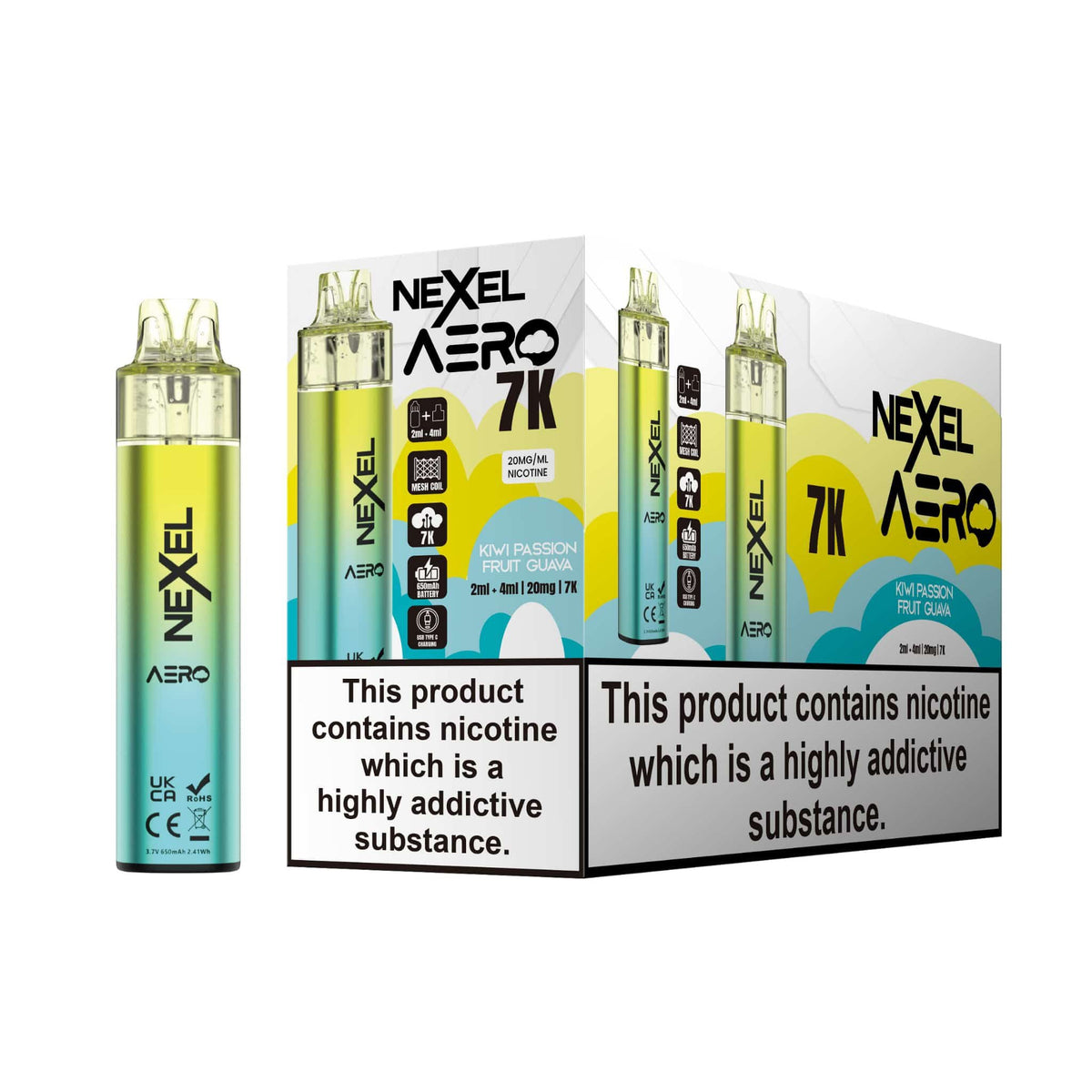 bulk wholesale Nexel Aero 7k Prefilled Pod Vape Kit Pack of 5 - Kiwi Passionfruit Guava
