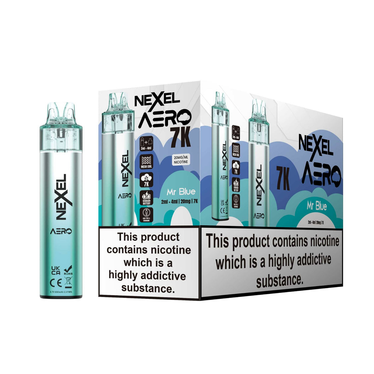 bulk wholesale Nexel Aero 7k Prefilled Pod Vape Kit Pack of 5 - Mr Blue
