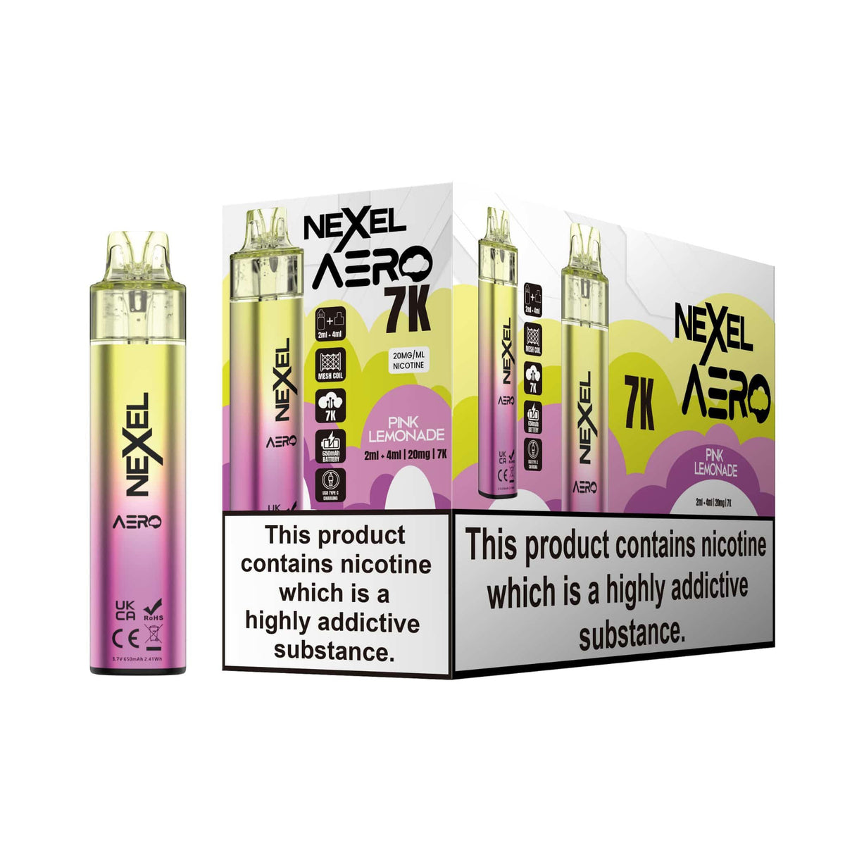 bulk wholesale Nexel Aero 7k Prefilled Pod Vape Kit Pack of 5 - Pink Lemonade