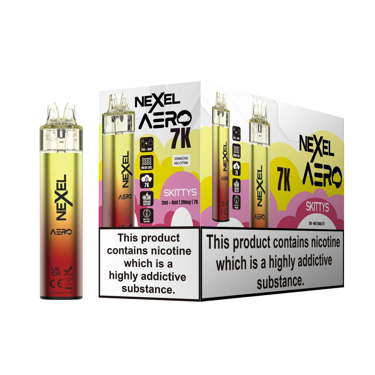 bulk wholesale Nexel Aero 7k Prefilled Pod Vape Kit Pack of 5 - Skittys