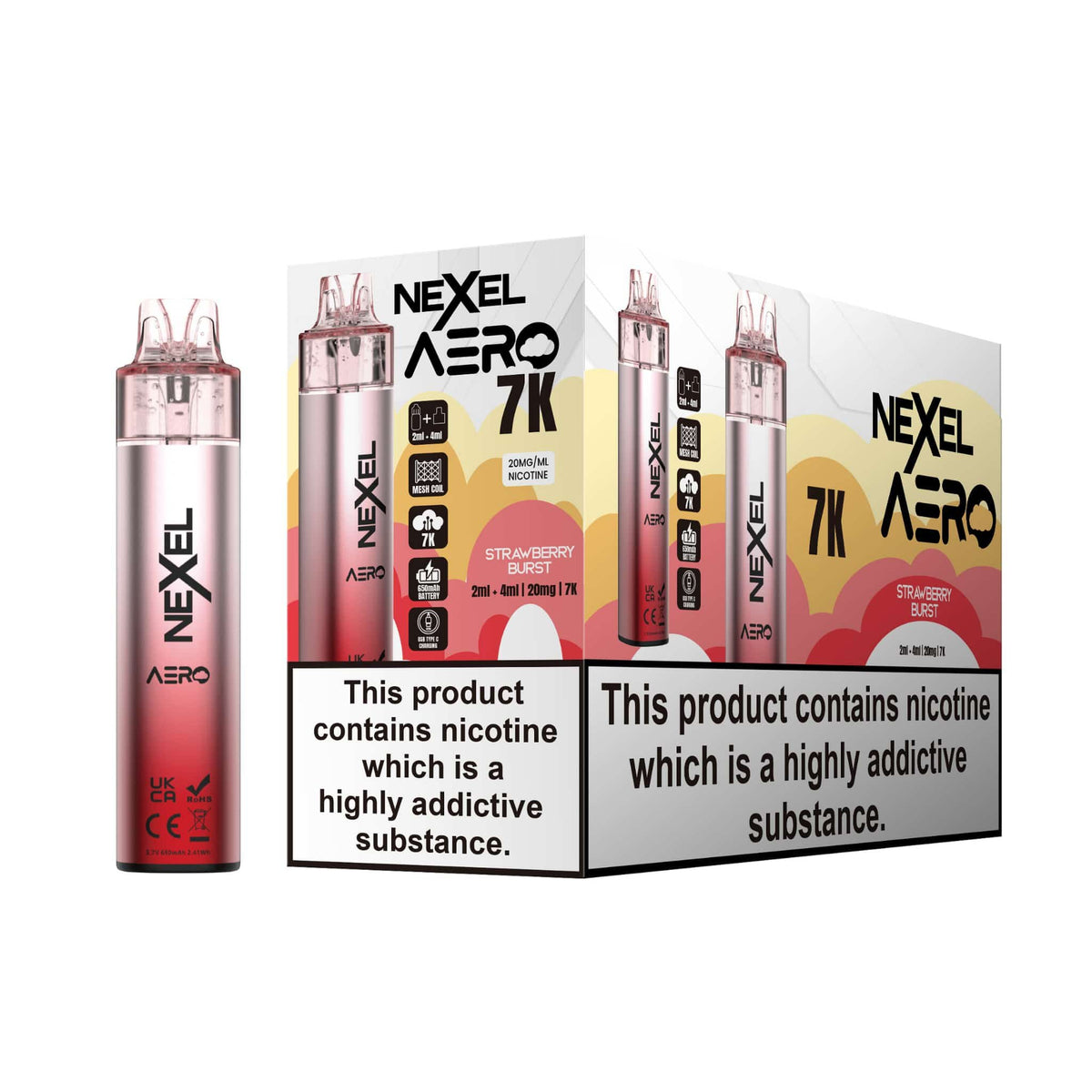 bulk wholesale Nexel Aero 7k Prefilled Pod Vape Kit Pack of 5 - Strawberry Blast