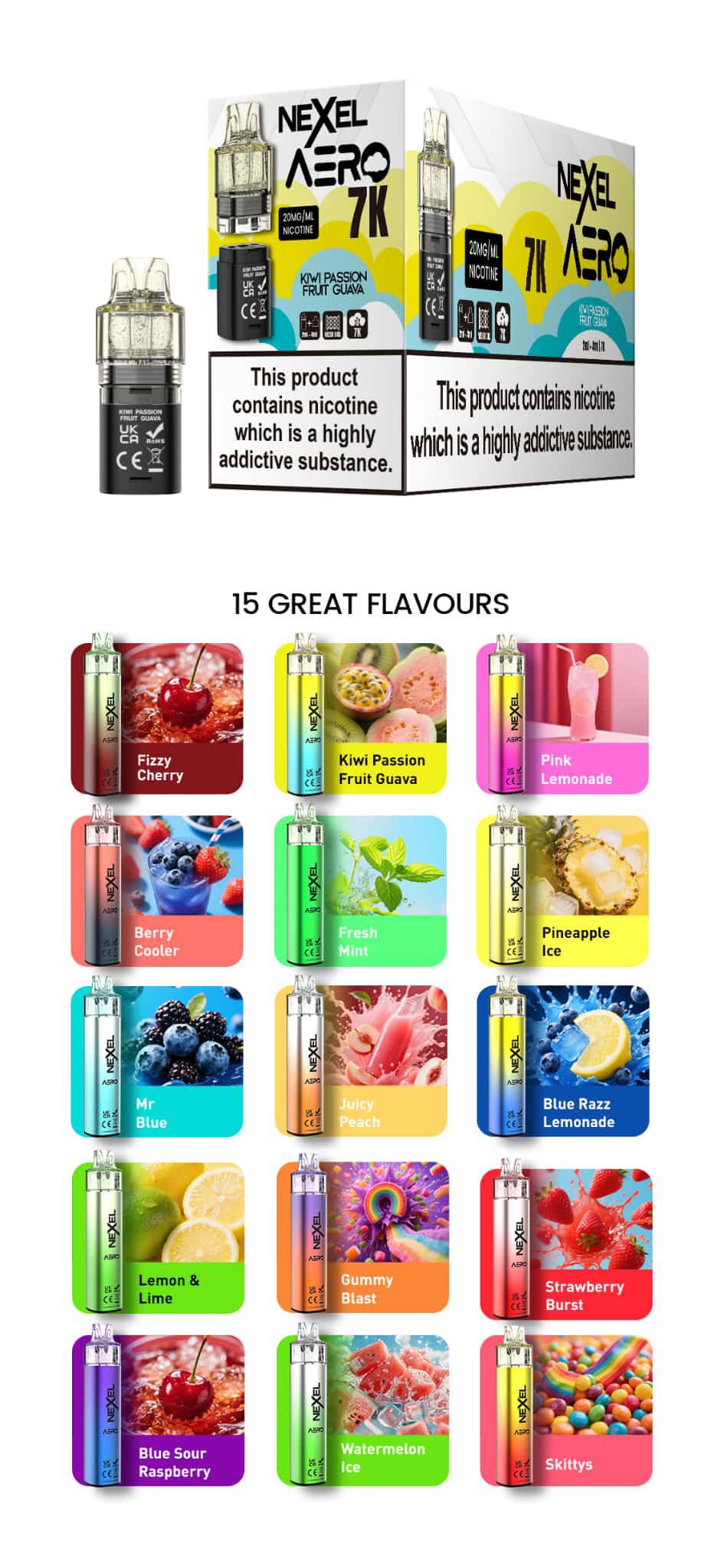 bulk wholesale Nexel Aero 7k Prefilled Pod Vape Kit Pack of 5 - Strawberry Blast