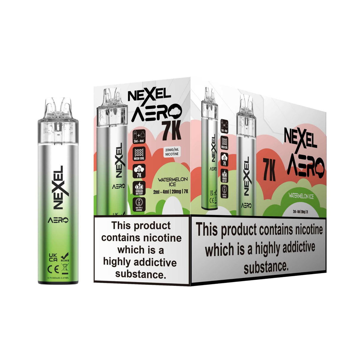 bulk wholesale Nexel Aero 7k Prefilled Pod Vape Kit Pack of 5 - Watermelon Ice