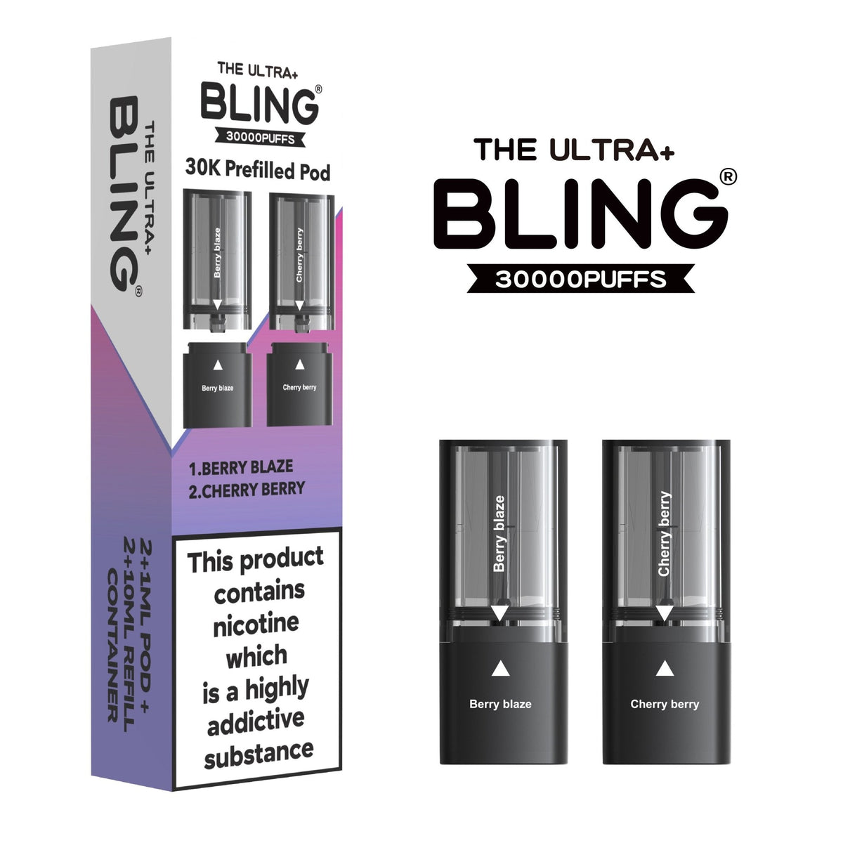 bulk wholesale The Bling Ultra Plus 30k Replacement Pods Pack of 5 - Berry Blaze/Cherry Berry